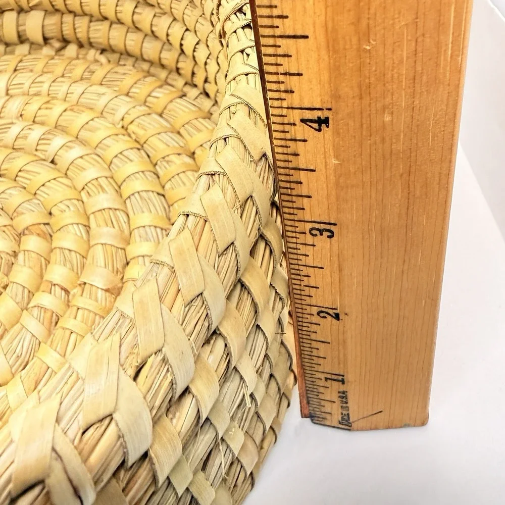Vintage Handwoven Coiled Sweetgrass Style Basket 11